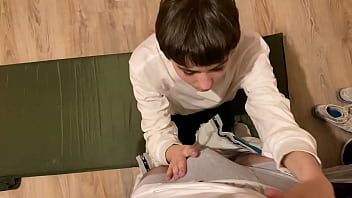 Very young petite girl sucks big strong cock