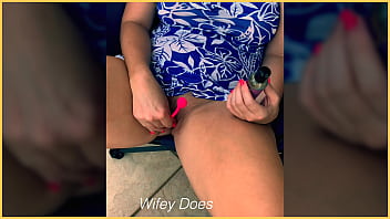 Milf uses her toy outdoors in public