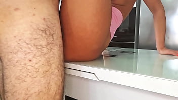 Real amateur couple fucking passionately in the kitchen