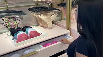 Petite 19 yr old teen with huge natural tits goes on sex shop adventure with big dick white man