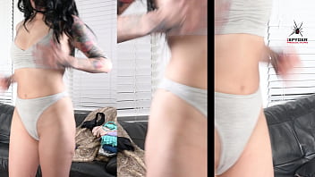 Jazmin gets a casual lingerie set to try on and model