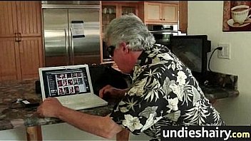 Hairy pussy in lacy undies 14