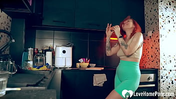 Redhead hottie with tattoos loves my cock