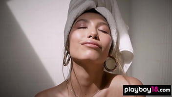 Smoking hot naked latin beauty relaxing in the bath