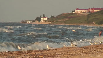 Girl agnes walks around the beach full nude with an audience