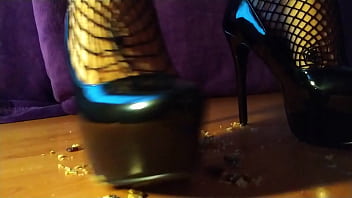 Cerials crushed under sexy shoes