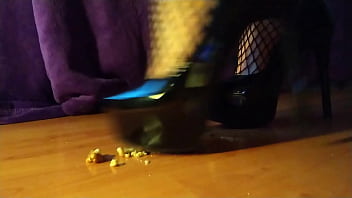 Cerials crushed under sexy shoes
