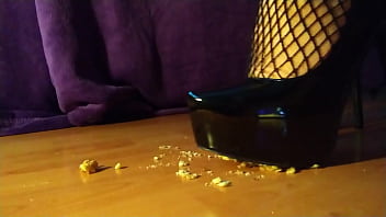 Cerials crushed under sexy shoes
