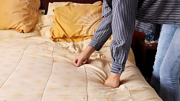 I please my stepson so he cums in my ass with jeans two cameras