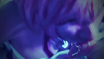 Beautiful pink girl carelessly takes in her mouth