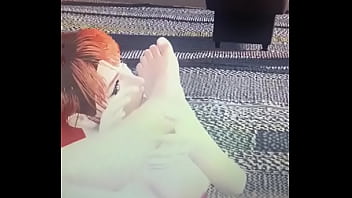 Redhead sucking male foot