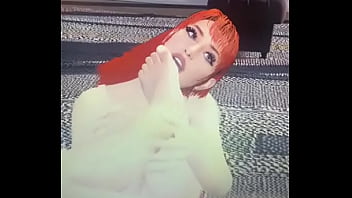 Redhead sucking male foot