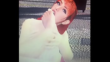 Redhead sucking male foot