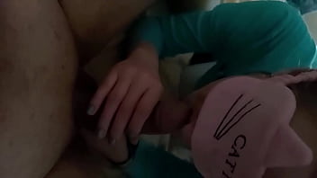 Shy 18 year old roommate surprises me by sucking my dick until she get all my cum