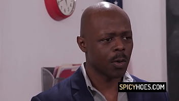 Cute blonde babe gets dp's by two black professors