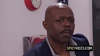 Cute blonde babe gets dp's by two black professors