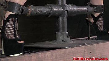 Bonded sub being scarified by maledom