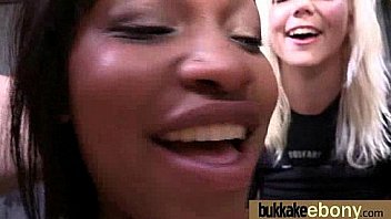 Ebony in a huge bukkake 16