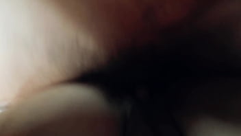 Missionary position with cock starting to get an erection he rubs his penis on the hairy pussy