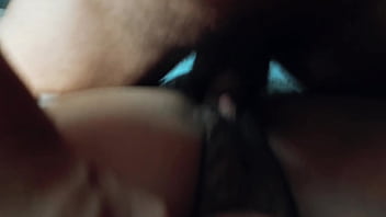 Missionary position with cock starting to get an erection he rubs his penis on the hairy pussy