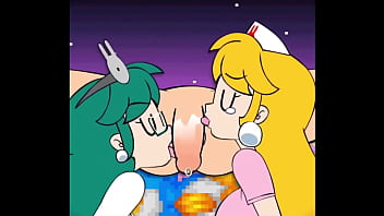 Peach and her friend with one guy