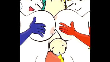 Peach and her friend with one guy