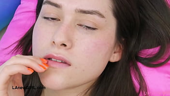 Beautiful shy model naked clsoe up