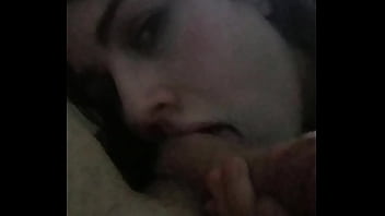 Brunette teen gf sucking fat cock like a pro