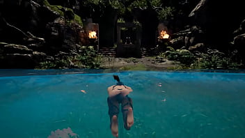 The statue's huge cock awakened in lara croft's pussy and then impregnated her 3d hentai game