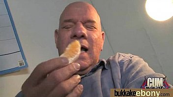 Hot ebony chick in interracial gangbang 2