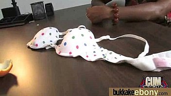 Hot ebony chick in interracial gangbang 2