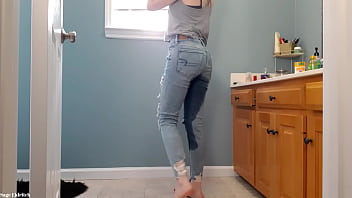 Sage eldritch soaking her panties & ripped denim jeans