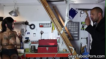 Inked latina buttfucked before tasting cum