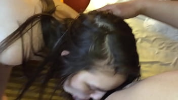 Cute white girl doing a blowjob