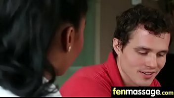 Deepthroat blowjob from big tits massage girl 10