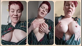 Mature milf plays with her nipples and big tits