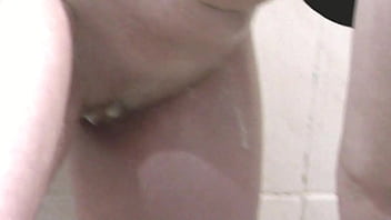 Beautiful cute sweet sexy girl assol in bathroom shaves pussy close up in bra without panties wet pussy handjob