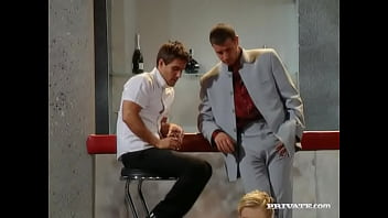 Ellen is a horny secretary who loves getting facialed during a 3way