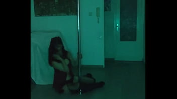 Amateur opens the bar dances and strips naked while people watch her