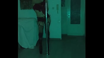 Amateur opens the bar dances and strips naked while people watch her