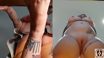 Split screen double rebeca addams boobs bouncing