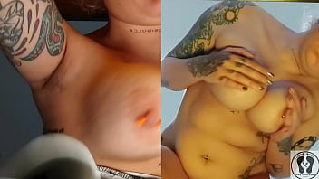 Split screen double rebeca addams boobs bouncing