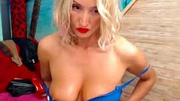 Big tit blonde russian cam girl dildos her tight pussy