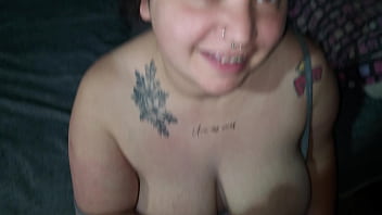 Bbw gets it all over her big boobs