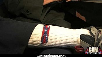 Busty ebony whore gangbanged and covered in cum 14