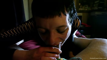 Cute and petite girlfriend sucks then rides her boyfriends big dick