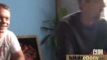 Ebony in a huge bukkake 7