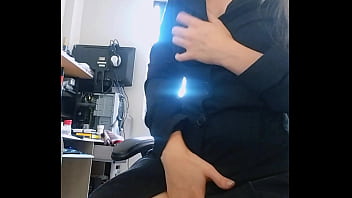 Student horny as fuck watching a hentai video wearing asexy lingerie and cute mask starting touching herself