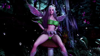 Naive pale skinned fairy gracefully posing in a elven woodland alone Naive pale skinned fairy gracefully posing in a elven woodland alone