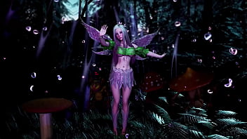 Naive pale skinned fairy gracefully posing in a elven woodland alone Naive pale skinned fairy gracefully posing in a elven woodland alone